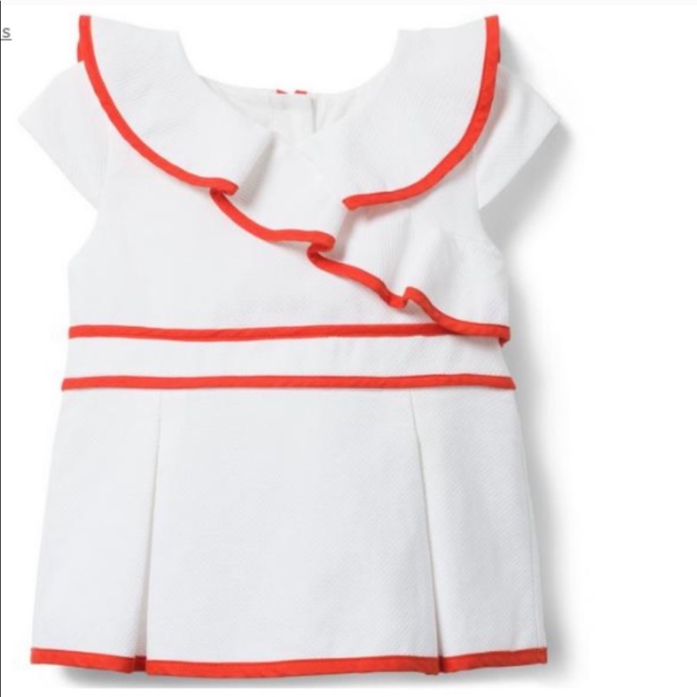 Janie and Jack White Orange Ruffle Pique Top